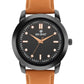 Big Shot Men’s Black Textured Dial with Brown Leather Strap Analog Watch - For Men BSM008B