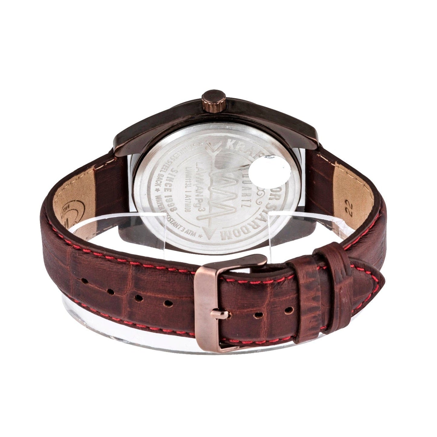 Men Brown Case, White Dial with Date Display, Brown Croco Leather Strap LWM113L