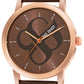 Men's Rose Gold Brown Leather Strap Watch BSM003E
