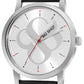 Men's Silver Black Leather Strap Watch BSM003C