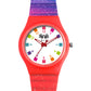 Kids’ White Dial Analog Watch with Rainbow Silicone Strap - JJ204