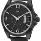 Men's Black Leather Strap Date Watch KLMO104A