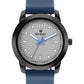 Men’s Analog Watch – Grey Textured Dial with Blue Strap & Blue Hands - BSM008C