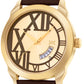Men's Gold Brown Leather Strap Date Watch KLMO80I