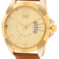 Men's Gold Case, Brown Leather Strap Date Watch KLMO104D