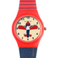 Kid’s Airplane Graphic Dial Analog Watch with Red Case & Dual-Tone Silicone Strap - JJ231