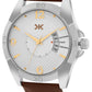 Men's Silver Case, Brown Leather Strap Date Watch KLMO104B