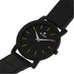 Men’s Black Dial Minimalist Analog Watch with Leather Strap - BSM015H