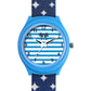 Kid’s White & Blue Striped Dial Analog Watch with Blue Case & Printed Silicone Strap - JJ230