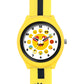 Kids’ White Dial Analog Watch with Emoji Print Silicone Strap & Yellow Case - JJ222