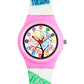 Kids’ White Dial Analog Watch with Days of the Week Silicone Strap & Pink Case - JJ221