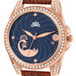 Women’s Elegant Blue Dial with Brown Leather Strap and Crystal Rose Gold Case - D009A