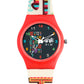Kids’ Hindi Alphabet Theme Analog Watch with Red Case & White Silicone Strap - JJ213