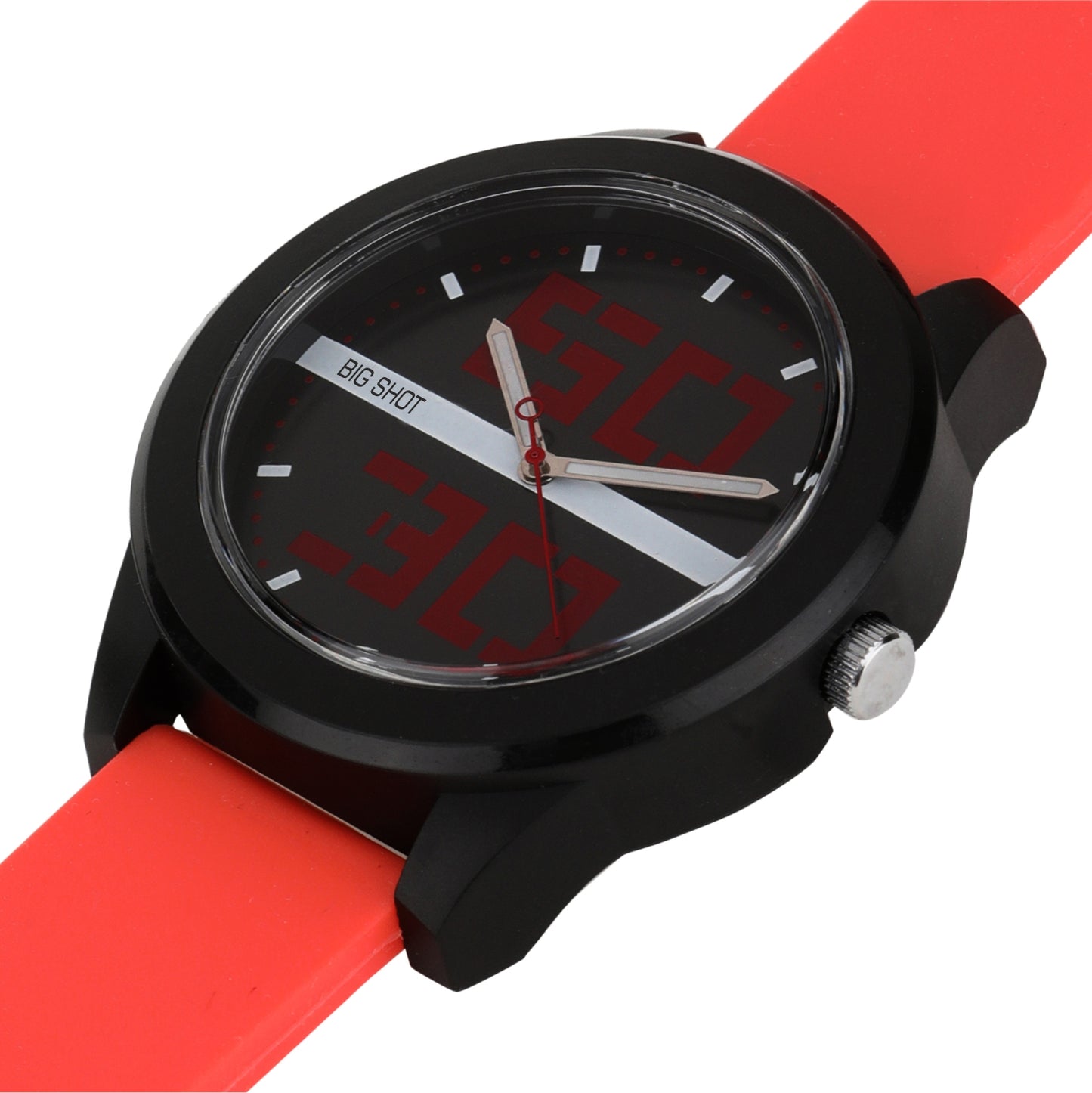 Men’s Sporty Black Dial with Red Silicone Strap Analog Watch - BSM020F