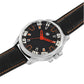 Men’s Sporty Black Dial Analog Watch with Orange Accents & Black Leather Strap - BSM073C