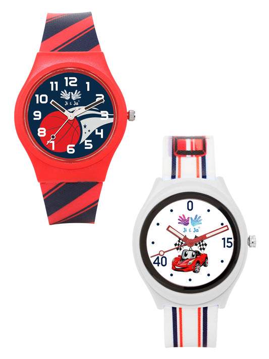 Kids’ Combo Pack Analog Watches – Basketball Theme & Racing Car Design - JJ113119