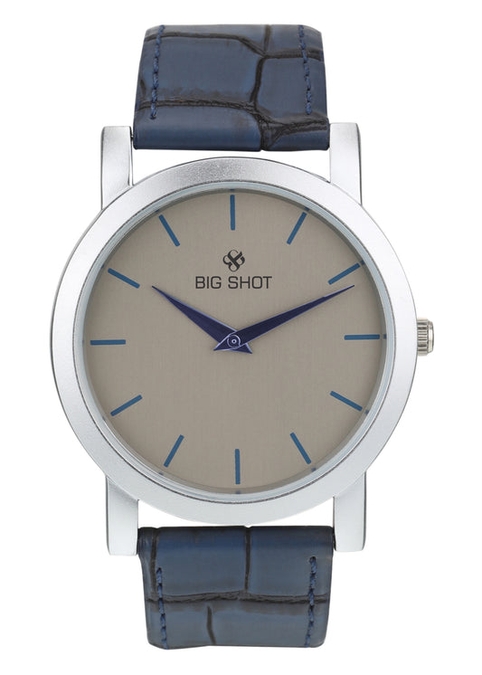Men’s Beige Dial with Blue Leather Strap Analog Watch - BSM015A