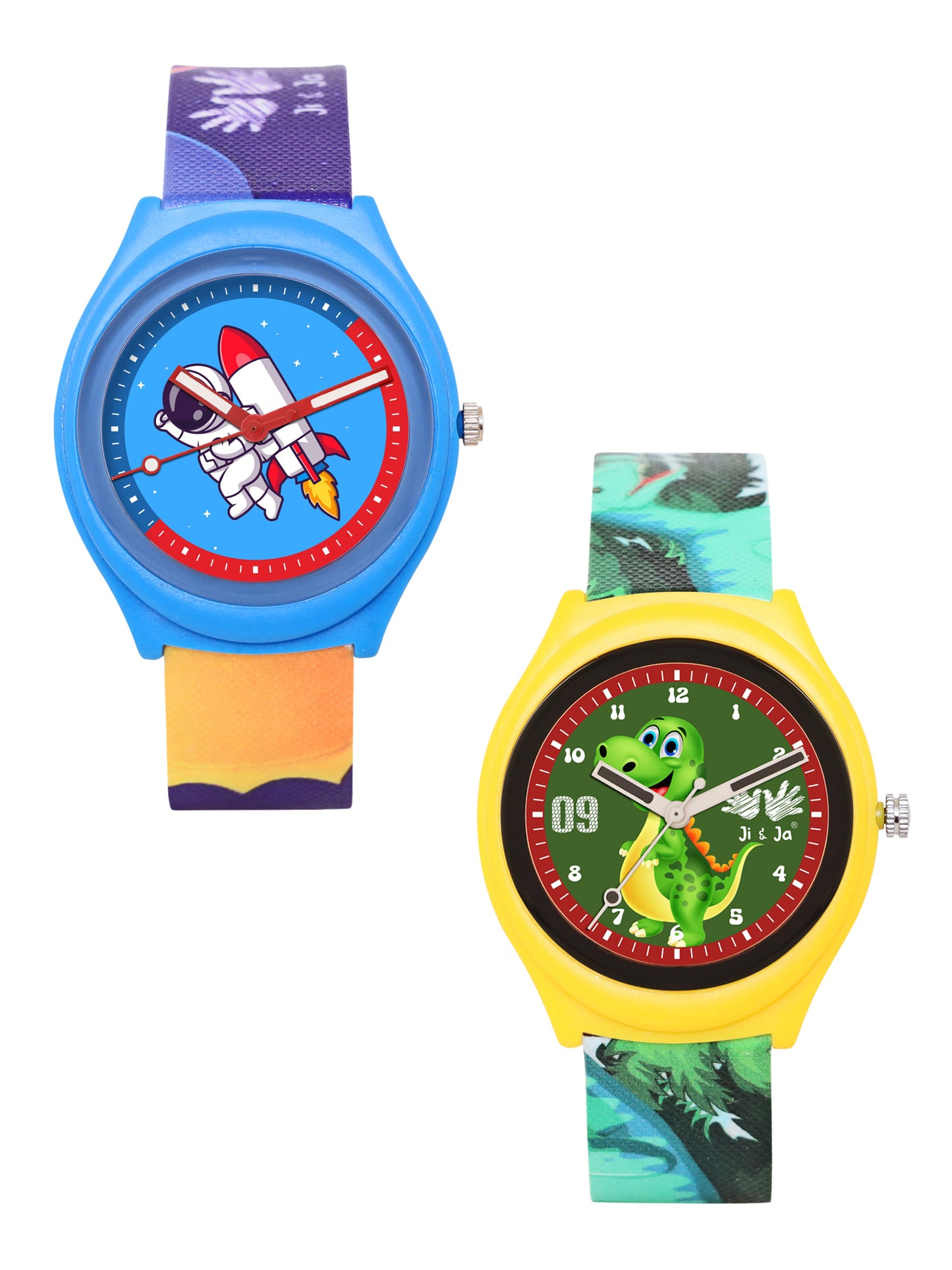Kids’ Combo Pack Analog Watches – Astronaut Rocket Theme & Dinosaur Design - JJ115120