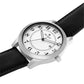Men’s White Dial Analog Watch with Black Leather Strap & Silver Case - BSM072C