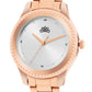 Women’s Rose Gold Bracelet Watch with Crystal Bezel & Silver Dial - D001F