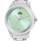 Women’s Silver Bracelet Watch with Crystal Bezel & Green Sunray Dial - D001A
