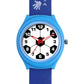 Kid’s White Dial Analog Watch with Soccer-Themed Blue & Black Silicone Strap - JJ227