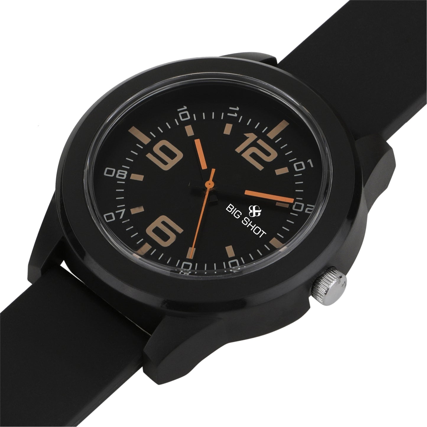 Men’s Black Dial Analog Watch with Golden Numerals & Black Silicone Strap - BSM021A