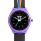 Kids’ Purple Analog Watch with Black Dial & Rainbow Stripe Strap - JJ242