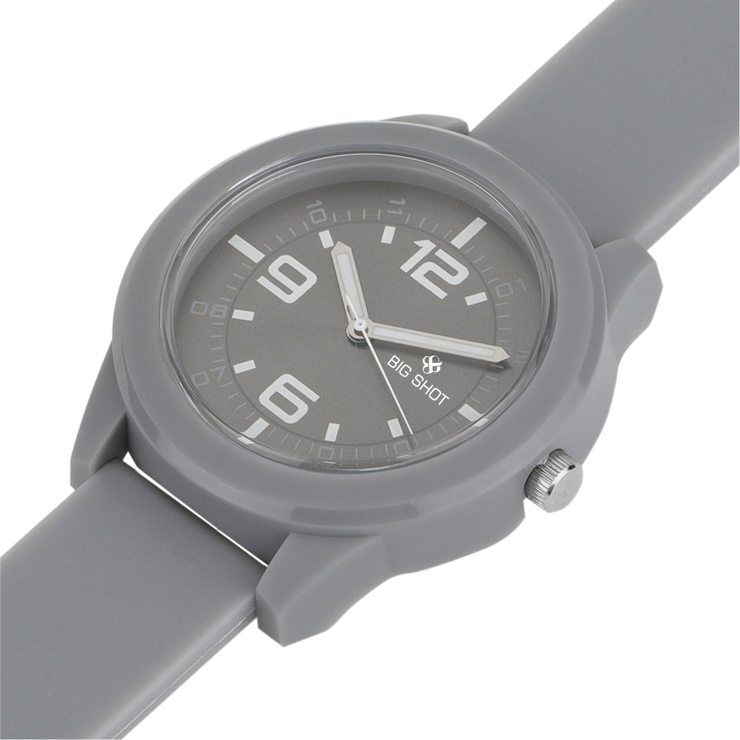 Men’s Grey Analog Watch with Bold Dial & Silicone Strap - BSM021B