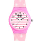 Kids’ White & Pink Striped Dial Analog Watch with Pink Case & Patterned Strap - JJ240
