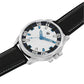 Men’s White Textured Dial with Black Leather Strap Analog Watch - BSM073E