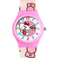 Kids’ Pink Dial Analog Watch with Cartoon Kitty Silicone Strap - JJ209