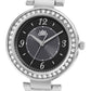 Women’s Black Dial Silver Bracelet Watch with Crystal Bezel - D004A