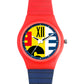 Kids’ Colorful Dial Analog Watch with Red & Blue Silicone Strap - JJ203