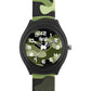 Kids’ Green Camouflage Dial Analog Watch with Black Case and Silicone Strap - JJ201