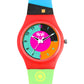 Kids’ Red Dial Analog Watch with Multicolor Silicone Strap - JJ210