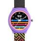Kid’s Black Dial Analog Watch with Multicolor Stripes & Patterned Silicone Strap - JJ235