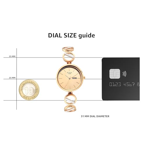 Metal Rose Gold Dial Analog Watch for Women -Nr2644Km02, Band Color-Rose Gold by Titan