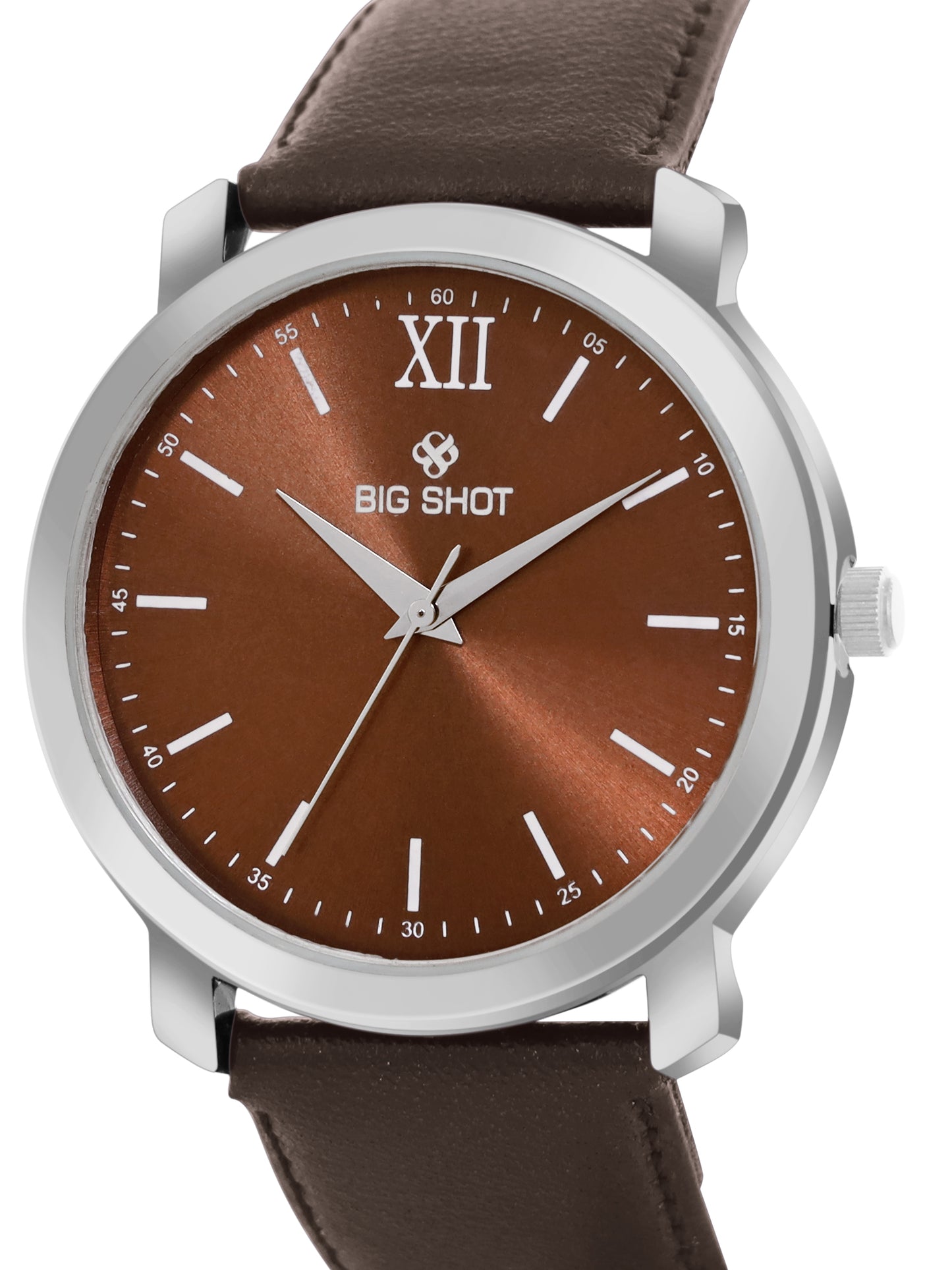 Men’s Brown Dial Analog Watch with Dark Brown Leather Strap - BSM004A