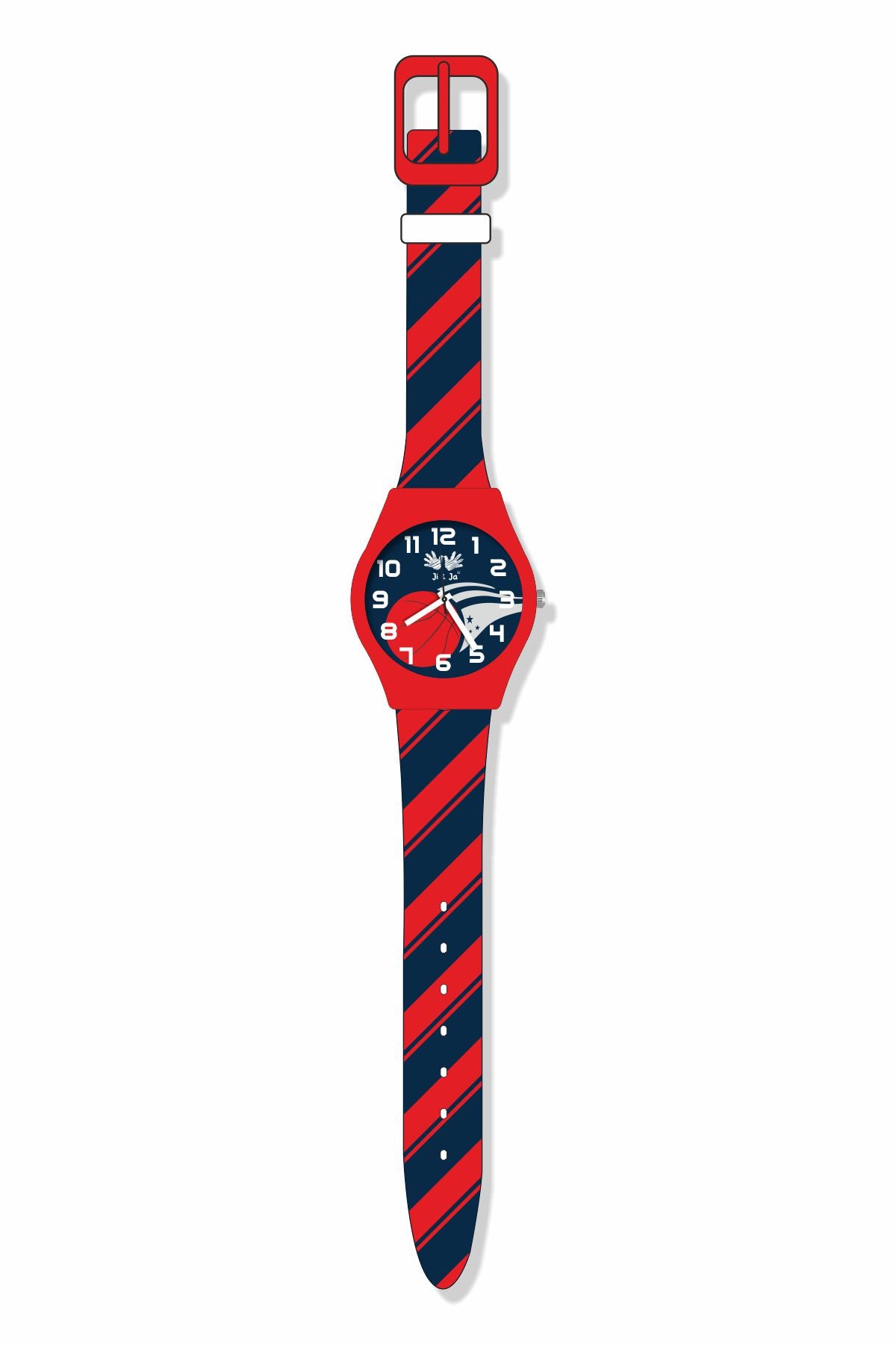 Kids Analog Watch Basket Ball Print Strap with Red Dial, Basket Ball Print