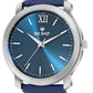 Men’s Stylish Blue Dial Analog Watch with Premium Blue Leather Strap