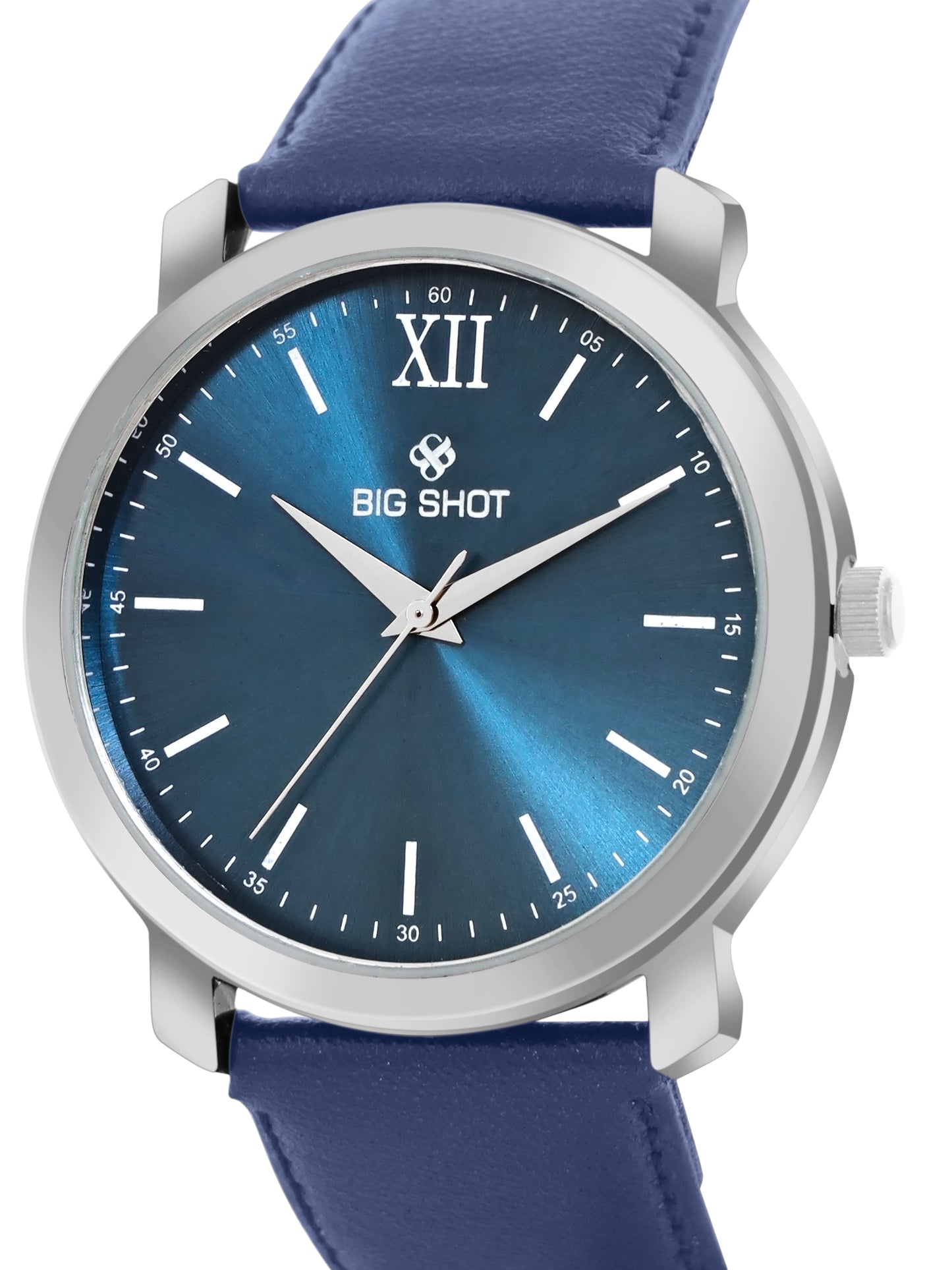 Men’s Stylish Blue Dial Analog Watch with Premium Blue Leather Strap