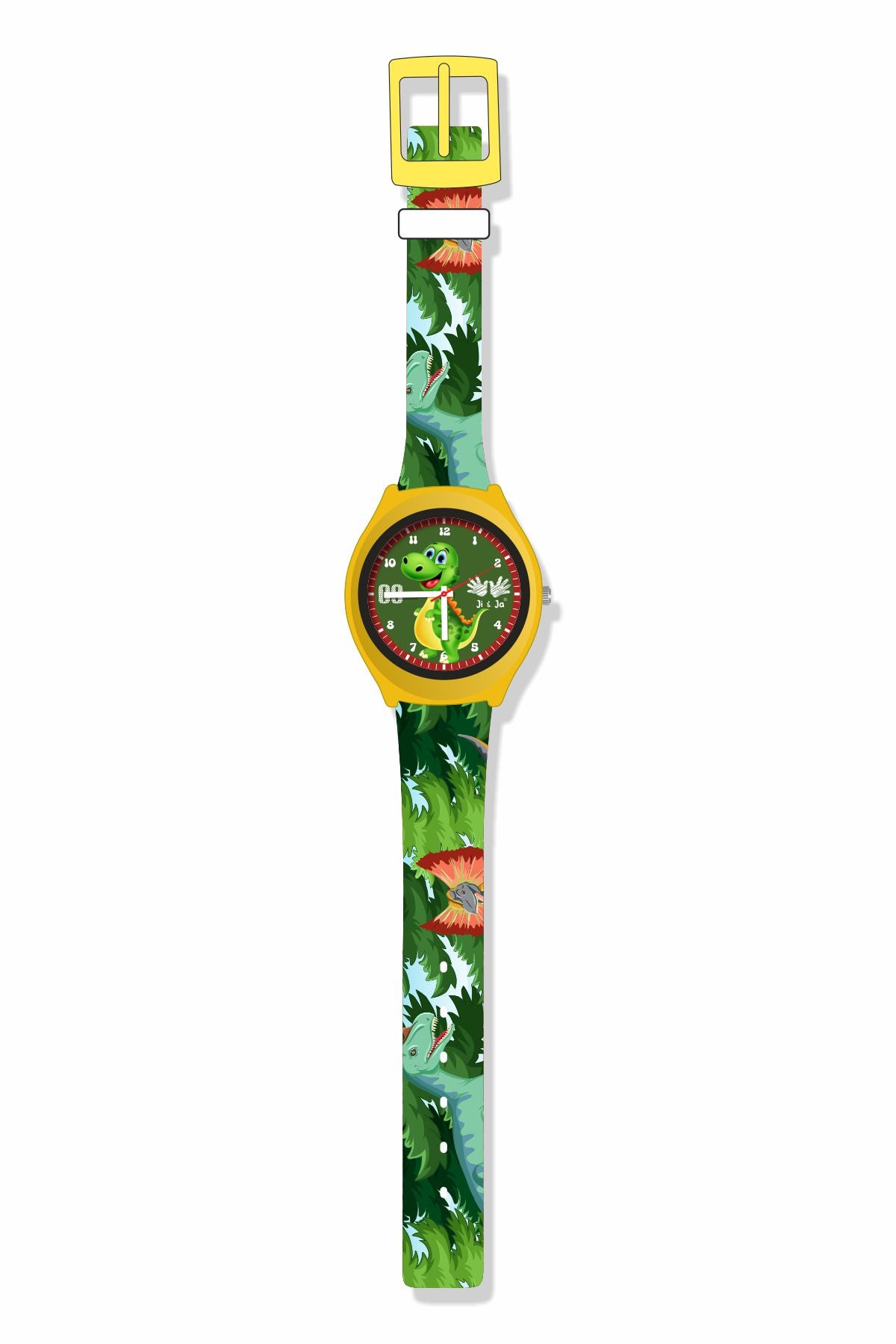 Kids Analog Watch Dino Jungle Print Strap with Green Dial & Dino Print