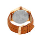Men Rose Gold Case Silver Skeleton Dial Brown Croco Leather Strap Day-Date Watch LWM111D