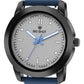 Men’s Analog Watch – Grey Textured Dial with Blue Strap & Blue Hands - BSM008C