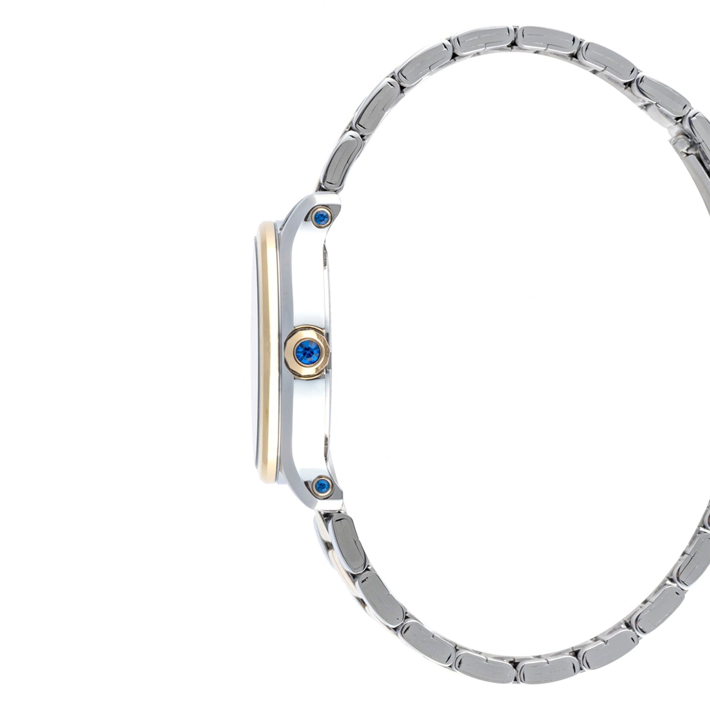 Women All Stainless Steel Rose Gold Two Tone, Blue Shimmer Dial, Two Tone Rose Gold Silver Stainless Steel Bracelet Watch LWW103D