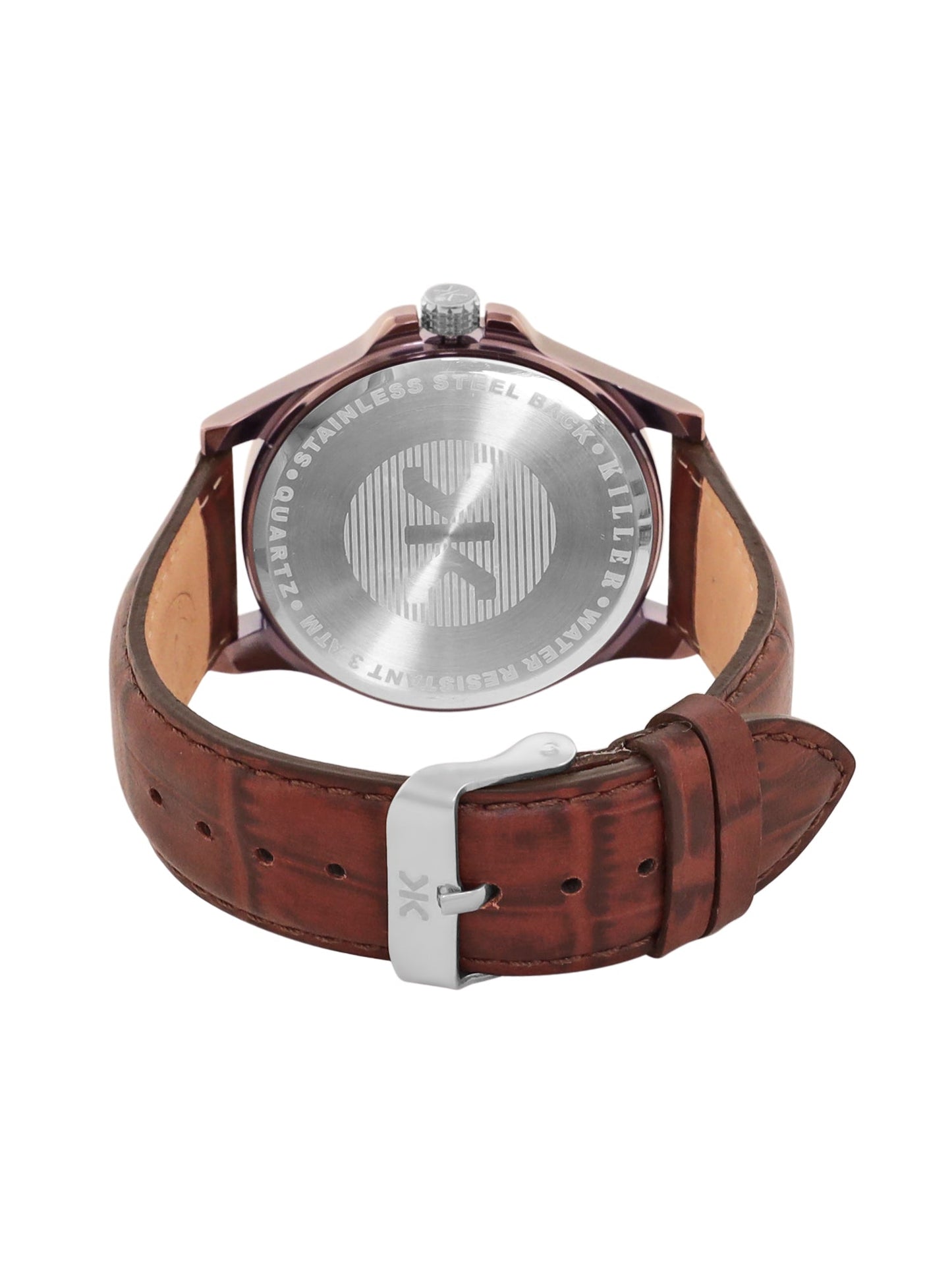 Men's Brown Croco Leather Strap Day-Date Watch KLM101A