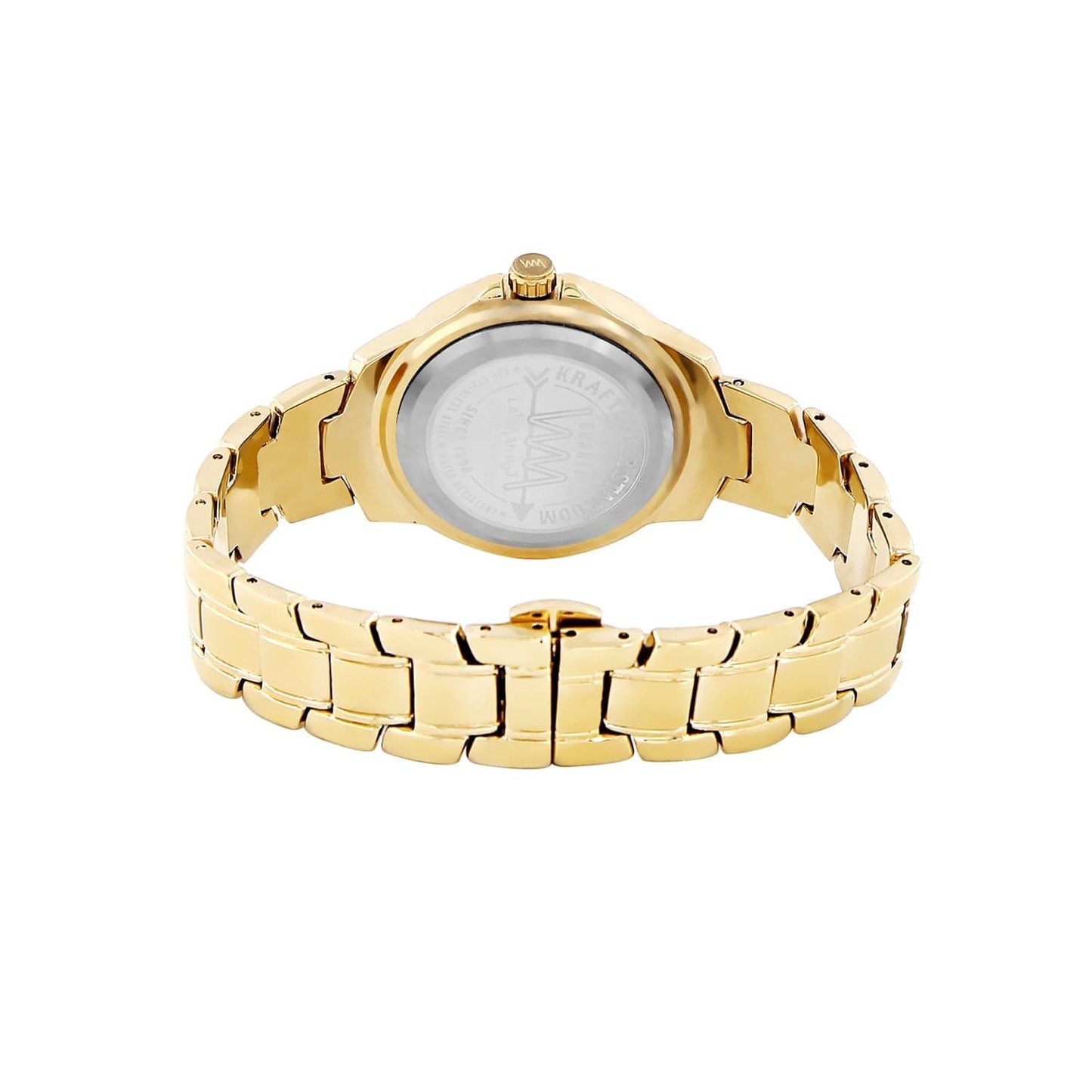 Women's Gold Bling, Grey Dial, Gold Diamond studded Solid Link Bracelet Watch LWW111A