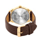 Men's Gold Brown Leather Strap Date Watch KLMO80I