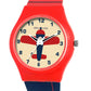 Kid’s Airplane Graphic Dial Analog Watch with Red Case & Dual-Tone Silicone Strap - JJ231